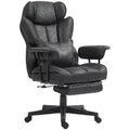 Tall Executive Office Chair with Foldable Footrest, Computer Chair with Lumbar Support and Reclining Back, Comfy Chair for Study, Office