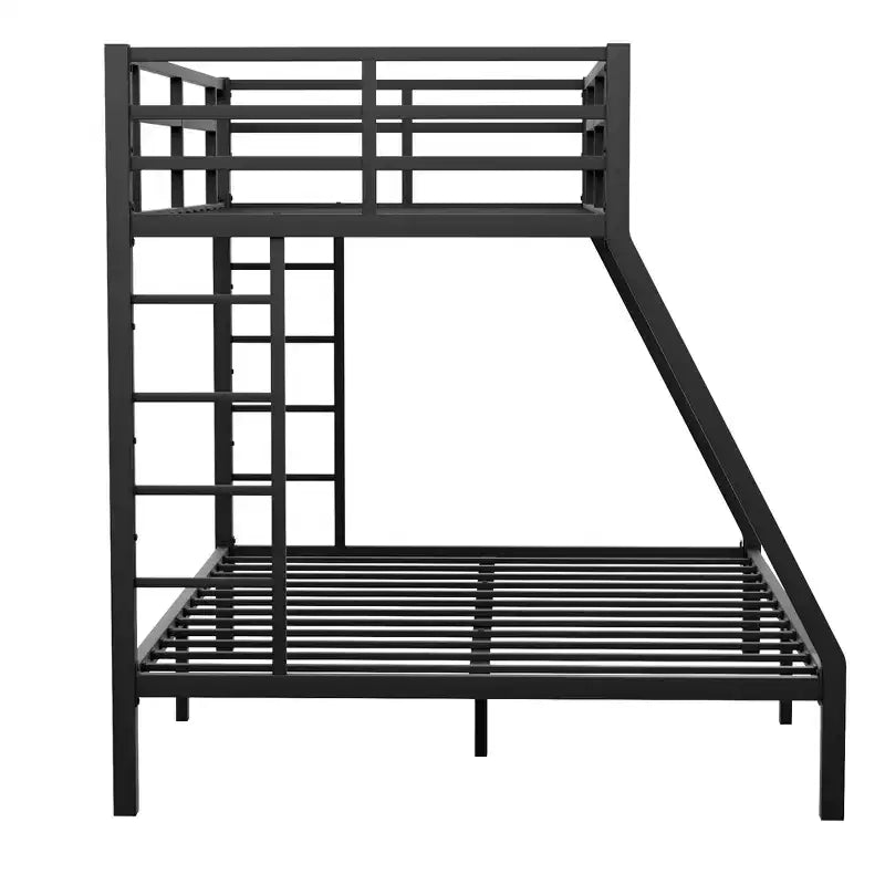 Twin XL Over Queen Bunk Bed for Adults, Heavy Duty Metal Frame with 2 Ladders, Noise-Free Design, Black