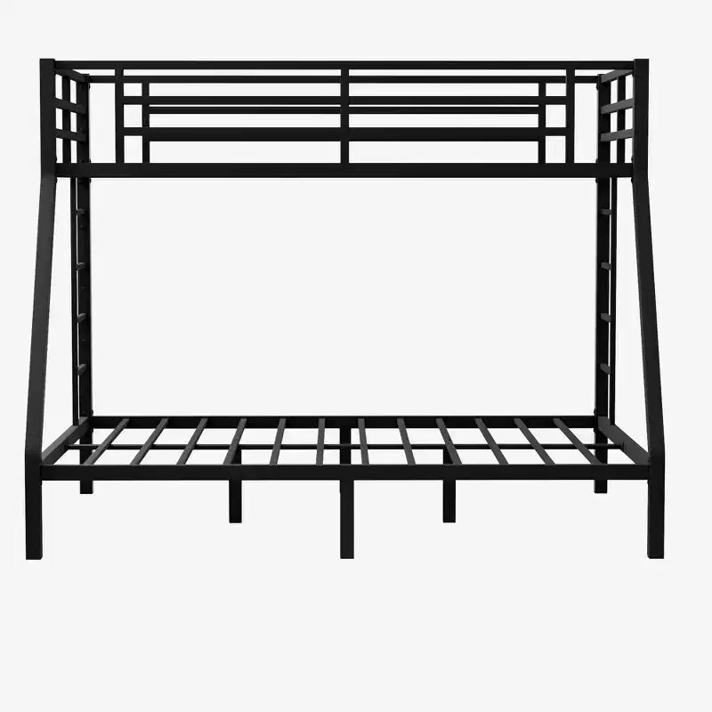 Twin XL Over Queen Bunk Bed for Adults, Heavy Duty Metal Frame with 2 Ladders, Noise-Free Design, Black