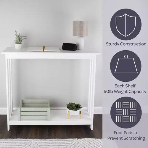 2-Tier Narrow Console Table, White