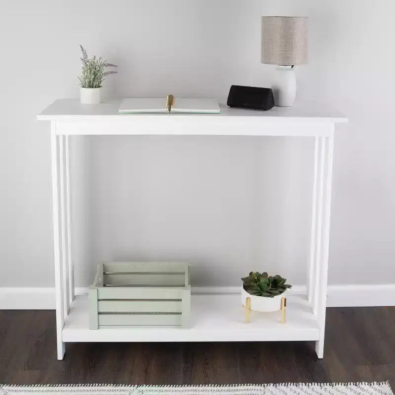 2-Tier Narrow Console Table, White