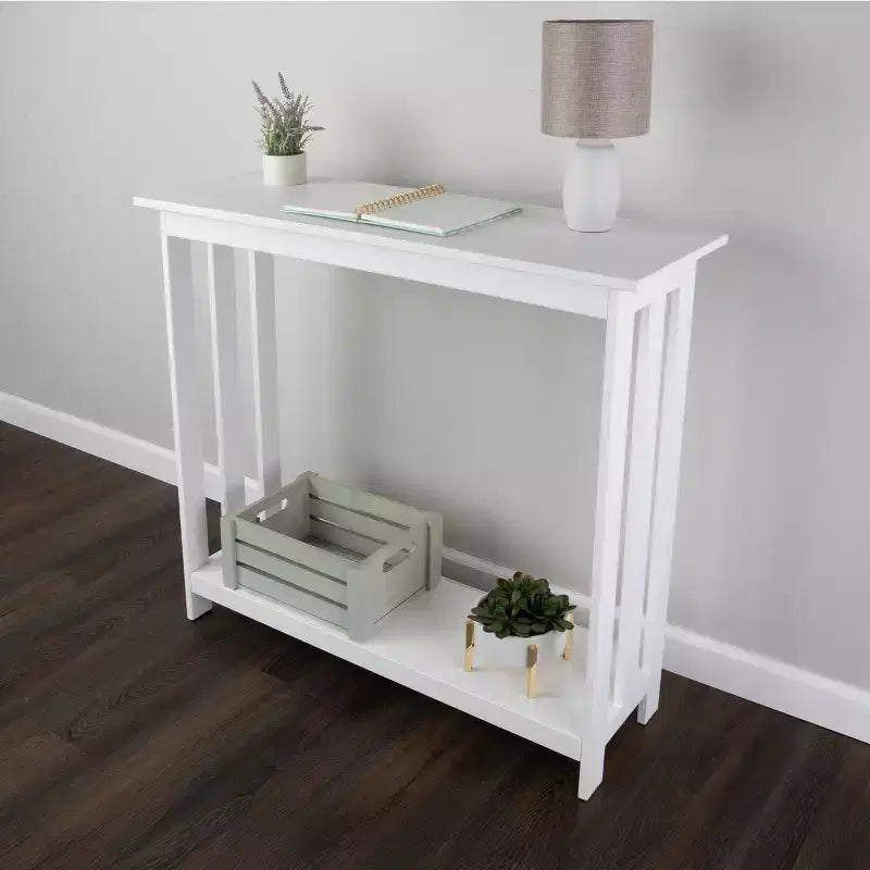 2-Tier Narrow Console Table, White