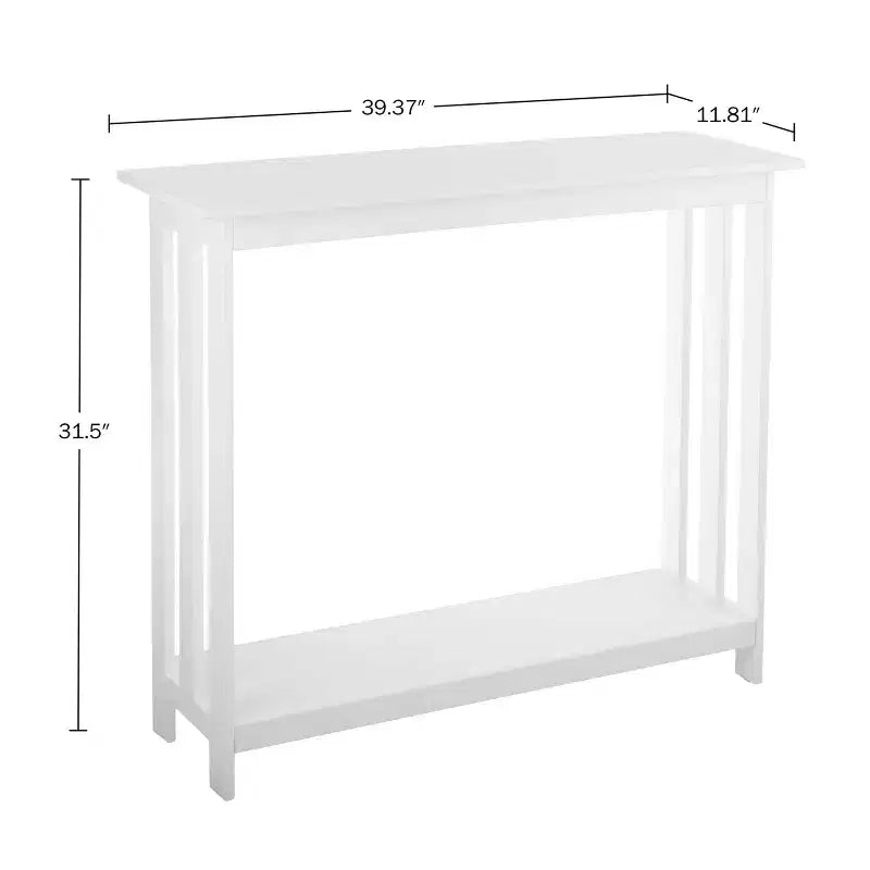 2-Tier Narrow Console Table, White