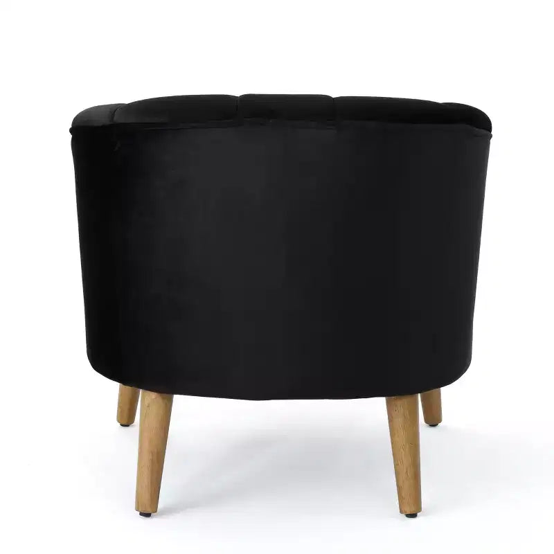 Mid-Century Modern Rubberwood Velvet Upholstered Accent Chair