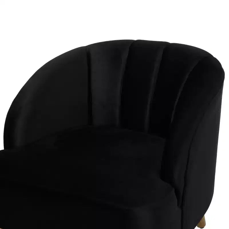 Mid-Century Modern Rubberwood Velvet Upholstered Accent Chair