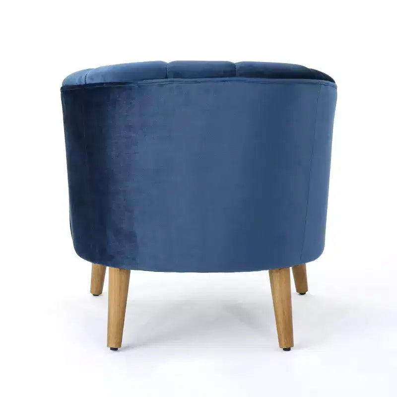 Mid-Century Modern Rubberwood Velvet Upholstered Accent Chair