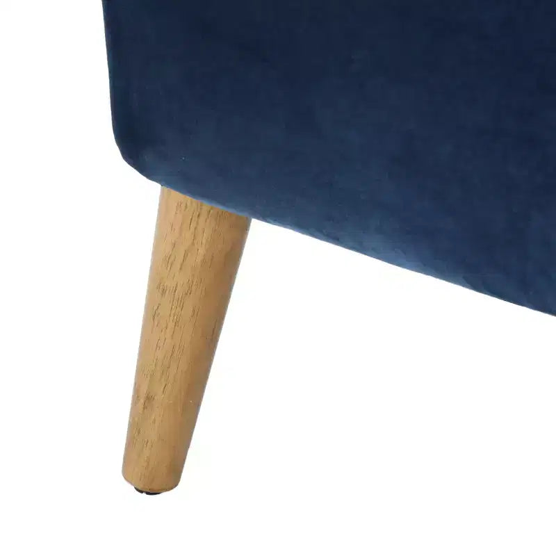 Mid-Century Modern Rubberwood Velvet Upholstered Accent Chair