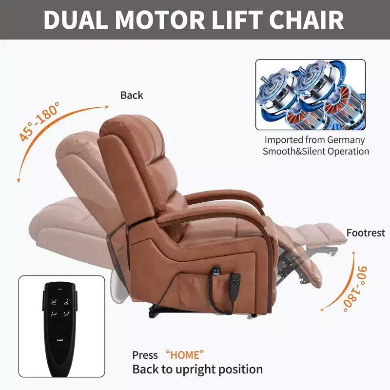 Grey Chenille Power Lift Recliner Chair with Solid Wood Armrests and Heat Massage for Living Room Apartment