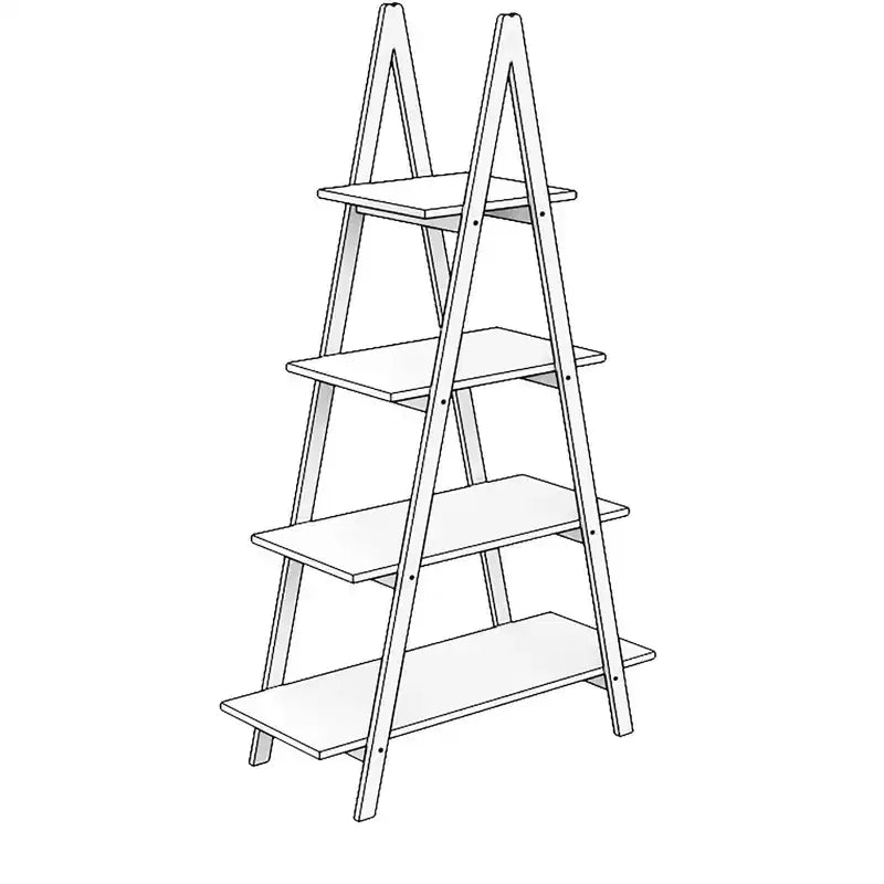 A-Frame Ladder Display Bookshelf, Solid Bamboo Wood, Home Use