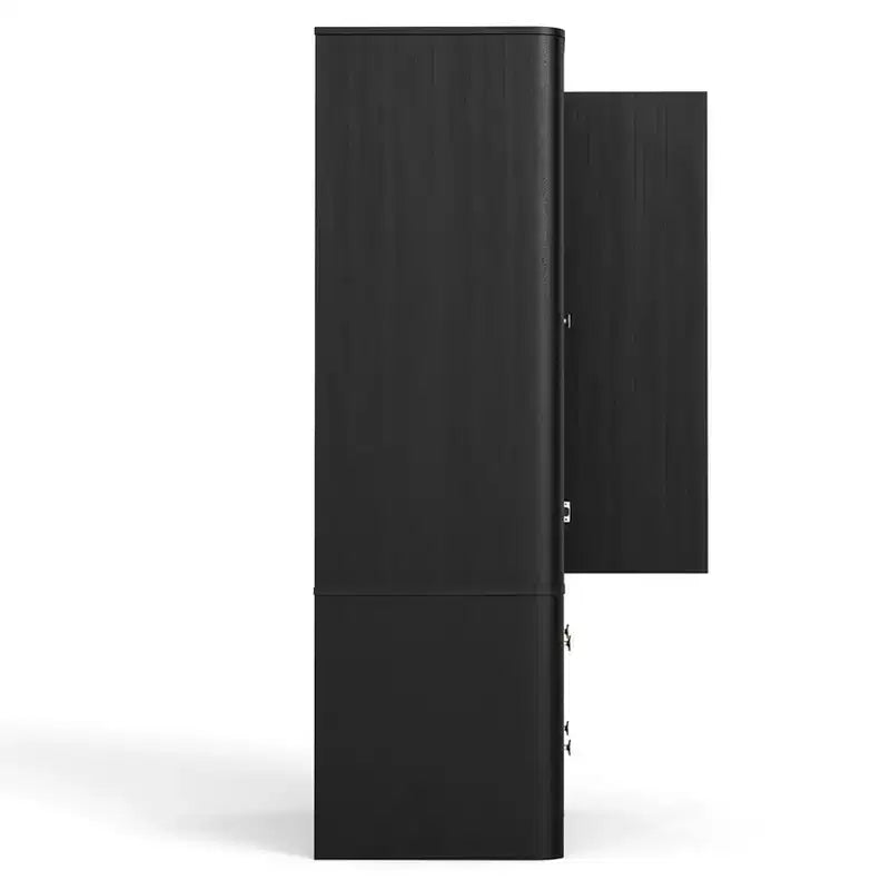 Clothing Wardrobe 2 Doors 2 Drawers, Elegant Wooden Freestanding Storage Cabinet for Bedroom Living Room Office