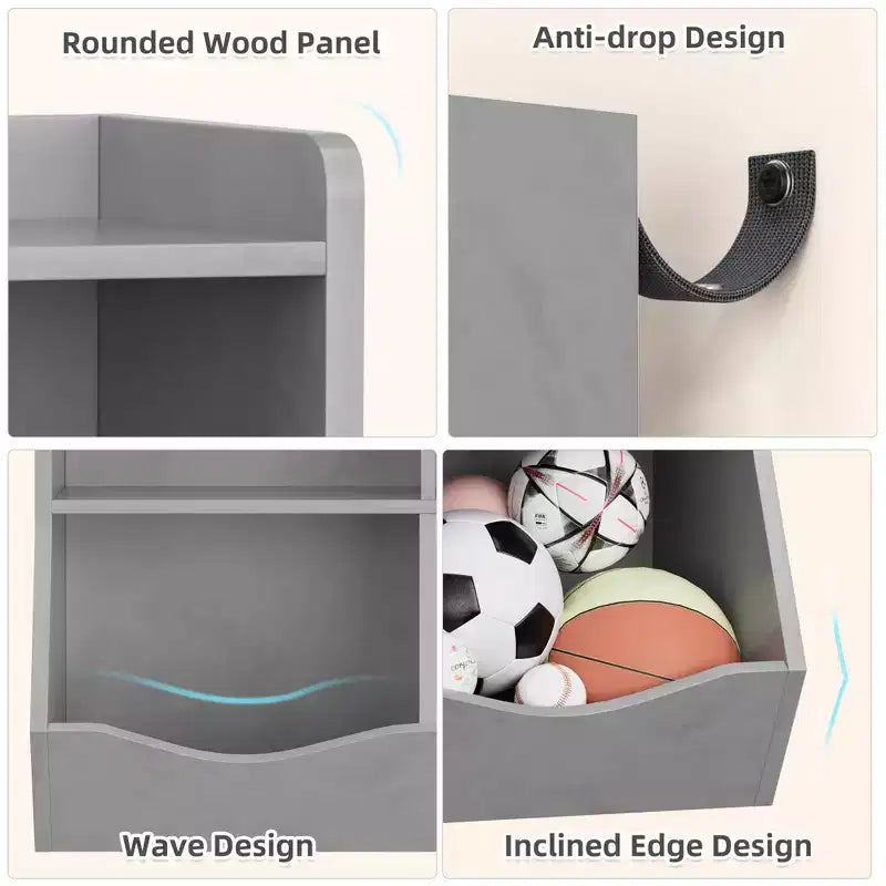 Three-Tier Kids Bookshelf with Toy Storage Cabinet, Cubby for Kids