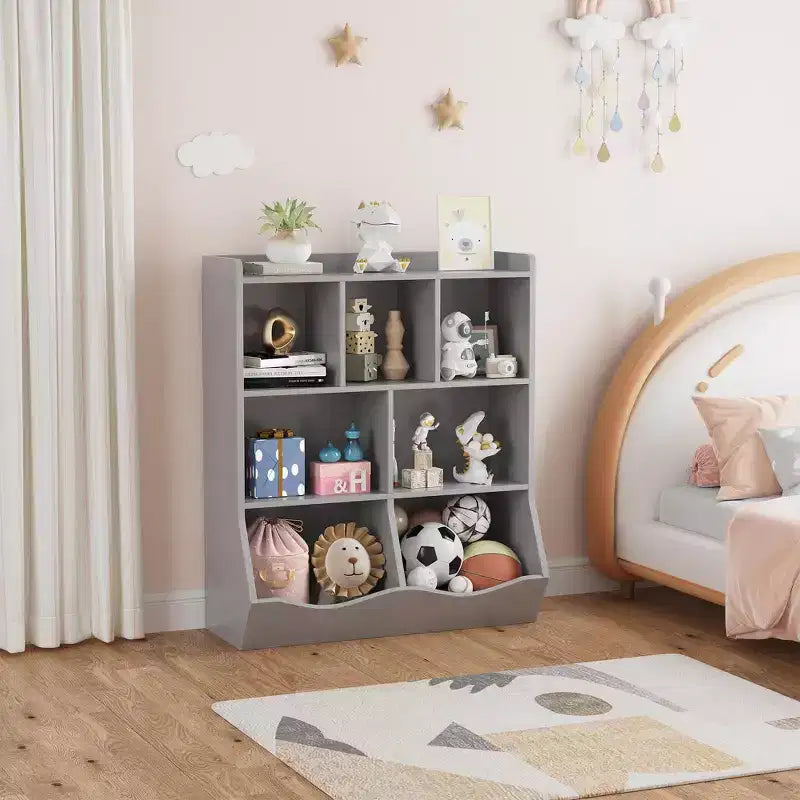 Three-Tier Kids Bookshelf with Toy Storage Cabinet, Cubby for Kids
