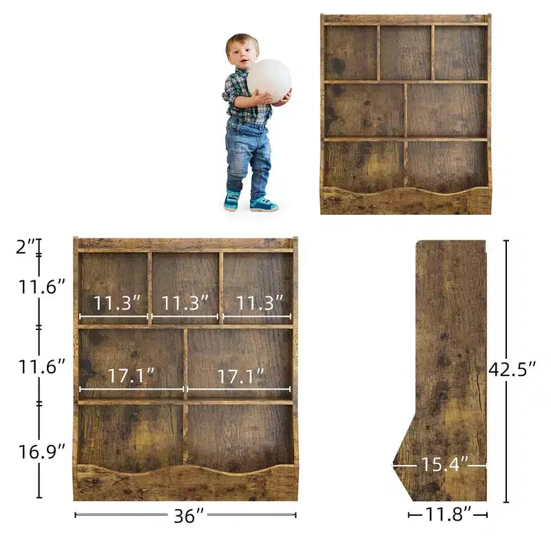 Three-Tier Kids Bookshelf with Toy Storage Cabinet, Cubby for Kids