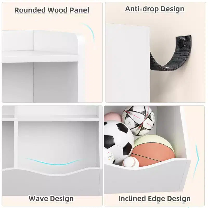 Three-Tier Kids Bookshelf with Toy Storage Cabinet, Cubby for Kids