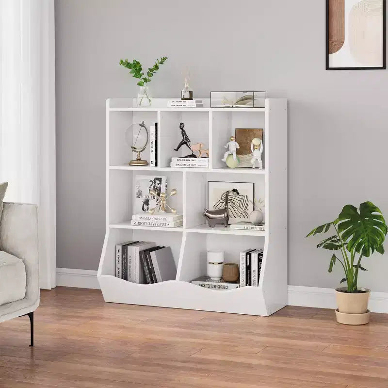 Three-Tier Kids Bookshelf with Toy Storage Cabinet, Cubby for Kids