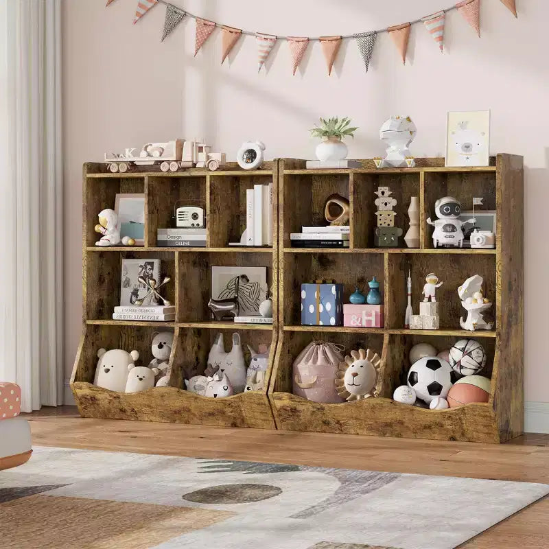 Three-Tier Kids Bookshelf with Toy Storage Cabinet, Cubby for Kids