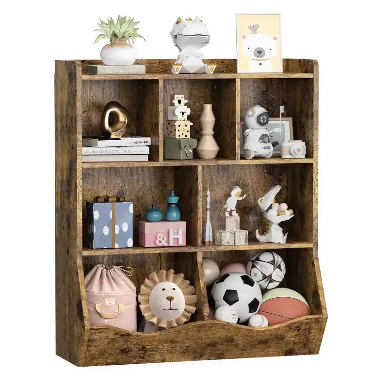 Three-Tier Kids Bookshelf with Toy Storage Cabinet, Cubby for Kids