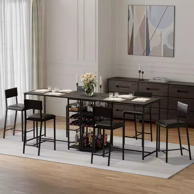 Upholstered PU Dining Chairs with Curved Backrest and Metal Legs, for Home, Bar, Black