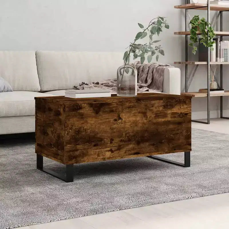 Coffee Table White Engineered Wood, Metal Medium Coffee Table