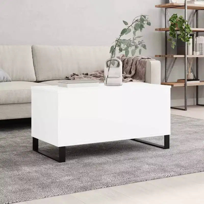 Coffee Table White Engineered Wood, Metal Medium Coffee Table