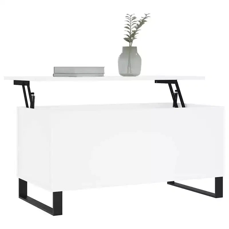 Coffee Table White Engineered Wood, Metal Medium Coffee Table