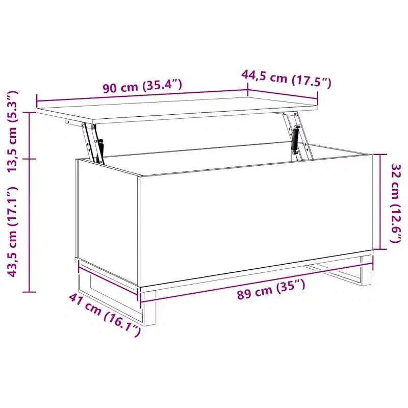 Coffee Table White Engineered Wood, Metal Medium Coffee Table