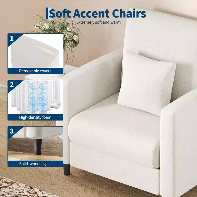 33.9 Sofa Accent Chair, Chenille Loveseat Reading Couch for Bedroom, Tool-Free Setup Living Room Accent Couch, Pillow not included