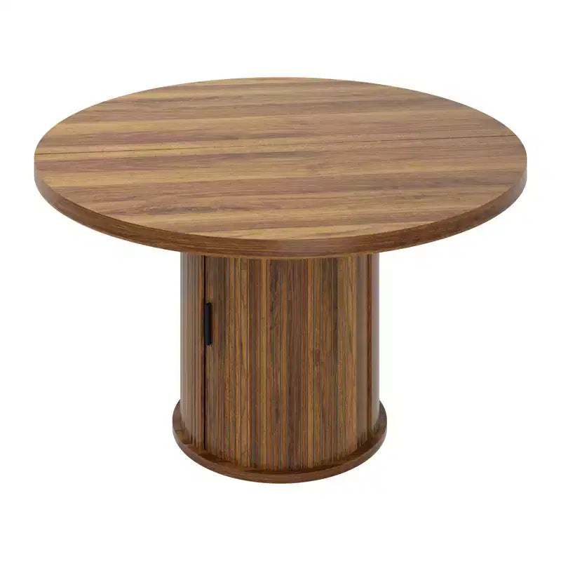 47 Inch Round Dining Table for 4, Kitchen Table with 2-Layer Storage Shelf and a Drawer, Farmhouse Circle Dinner Table (Table Only)