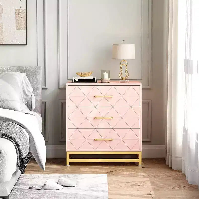 Acekool 3 Drawer Wooden Dresser, Modern Chest of Drawers with Metal Handles, Storage Organizer for Bedroom and Living Room