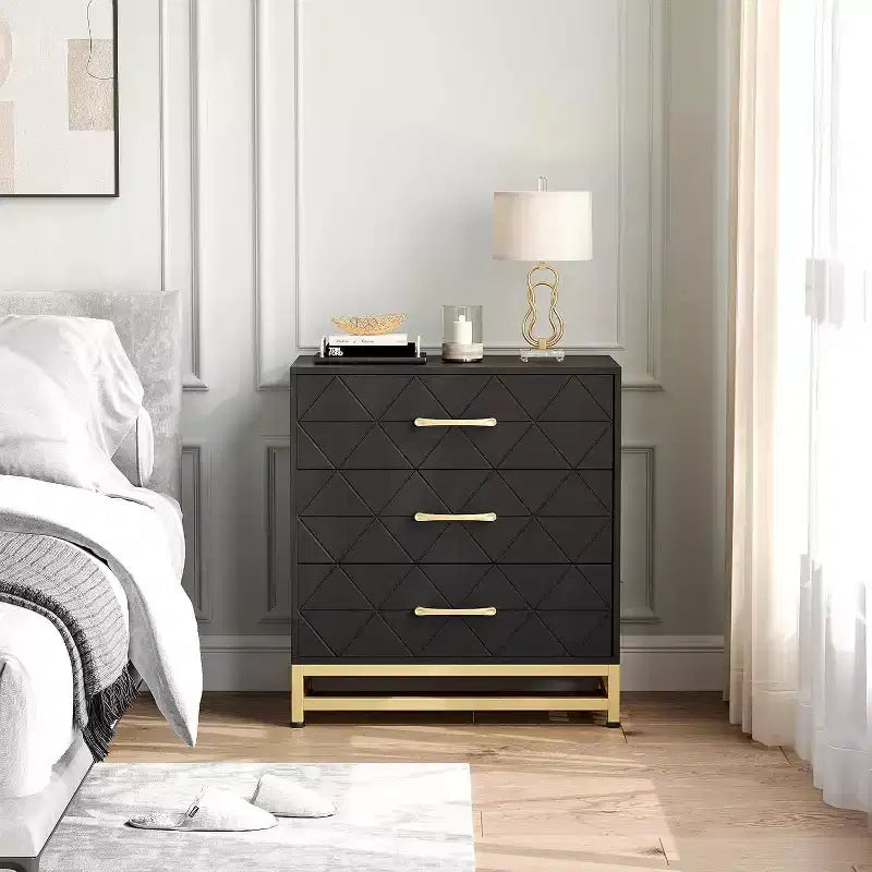 Acekool 3 Drawer Wooden Dresser, Modern Chest of Drawers with Metal Handles, Storage Organizer for Bedroom and Living Room
