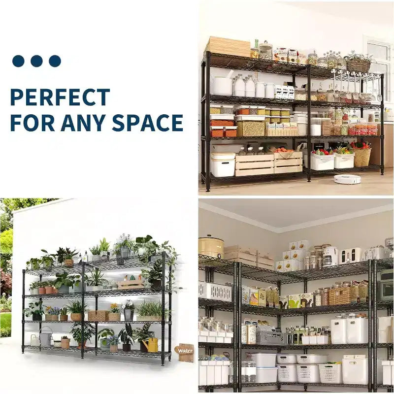 60 Heavy Duty 5-Tier Metal Wire Shelving Unit  Adjustable L-Shaped Storage Rack with Leveling Feet, 1325 lb Capacity for Garage, Pantry & Kitchen