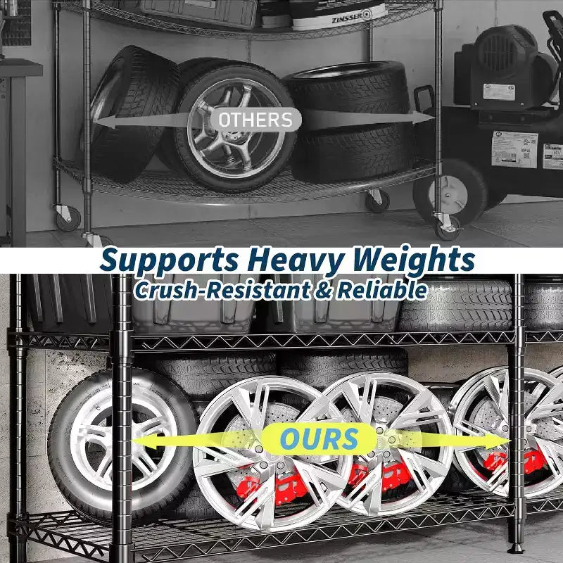 60 Heavy Duty 5-Tier Metal Wire Shelving Unit  Adjustable L-Shaped Storage Rack with Leveling Feet, 1325 lb Capacity for Garage, Pantry & Kitchen