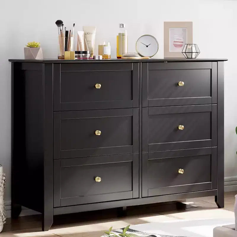 6 Drawers Dresser for Bedroom, Set of 2 Farmhouse Wood Chest of Drawers for Clothes, Storage Dressers Organizer with Handles & Deep Drawers