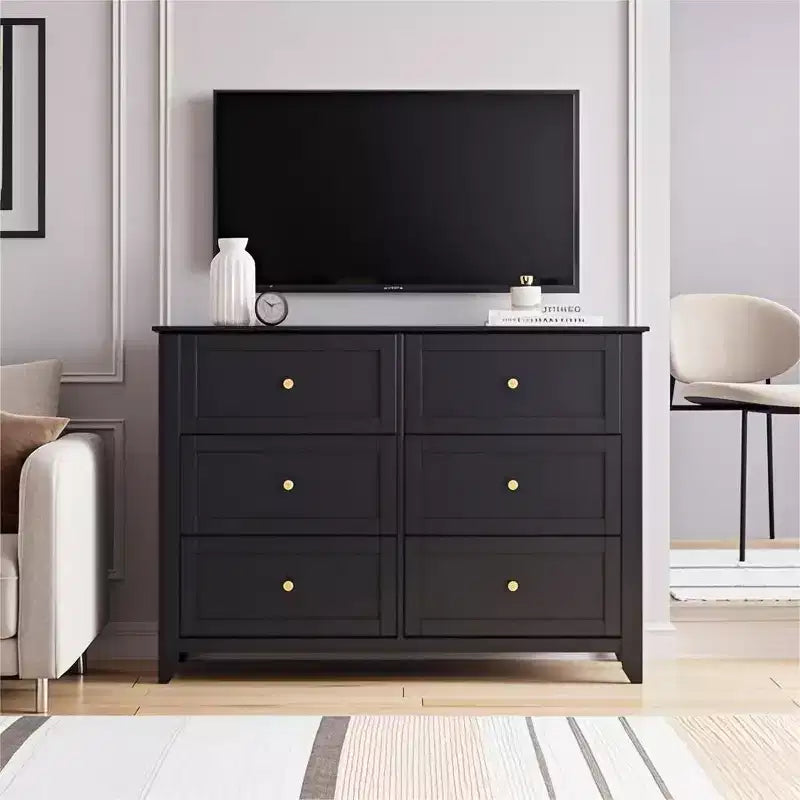 6 Drawers Dresser for Bedroom, Set of 2 Farmhouse Wood Chest of Drawers for Clothes, Storage Dressers Organizer with Handles & Deep Drawers