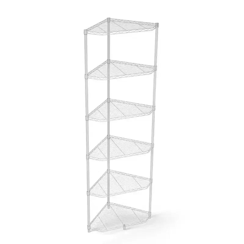 72 Inch H 6 Tier Black Metal Corner Wire Shelf Rack Adjustable Pentagonal Shelves for Bathroom Living Room Kitchen