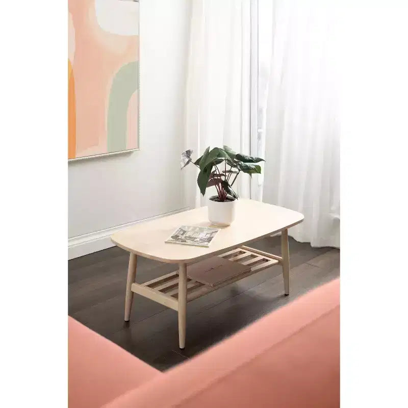 Two-Tier Wood Coffee Table, 44x22x18, Natural