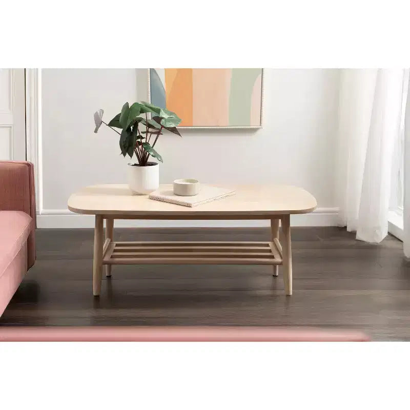 Two-Tier Wood Coffee Table, 44x22x18, Natural