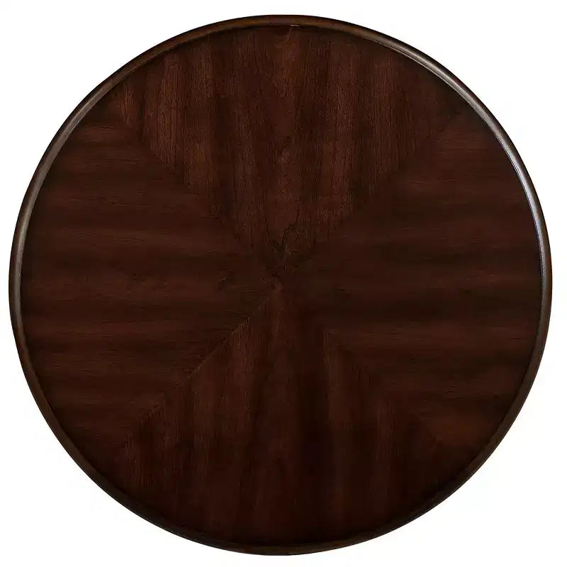 22in Retro Round End Table, Solid Wood Sofa Side Table with Shelf, Living Room Corner Table, Easy Assemble