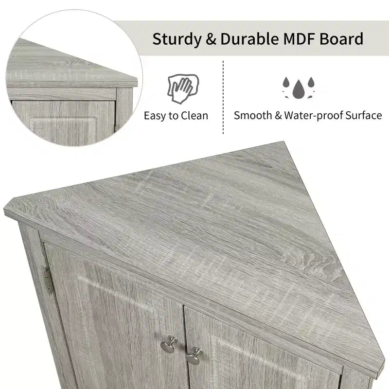 31.5in Triangle Bathroom Storage Cabinet with Adjustable Shelves, Freestanding Floor Cabinet for Home Kitchen Living Room