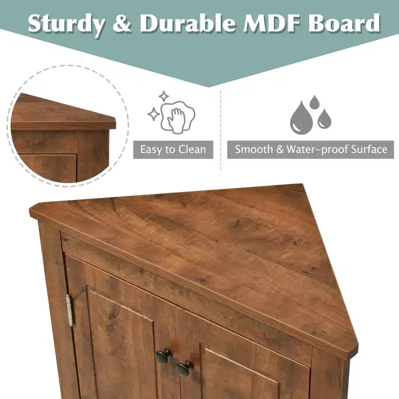 31.5in Triangle Bathroom Storage Cabinet with Adjustable Shelves, Freestanding Floor Cabinet for Home Kitchen Living Room