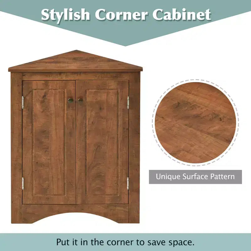 31.5in Triangle Bathroom Storage Cabinet with Adjustable Shelves, Freestanding Floor Cabinet for Home Kitchen Living Room