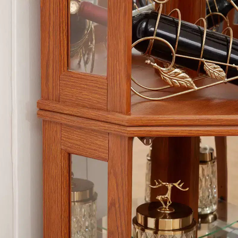 Corner Glass Cabinet Lighted Curio Cabinet Corner Display Case for Living Room, Curio Cabinet, Antique collection, Wine,Bar Glass Storage