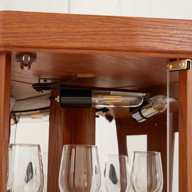 Corner Glass Cabinet Lighted Curio Cabinet Corner Display Case for Living Room, Curio Cabinet, Antique collection, Wine,Bar Glass Storage