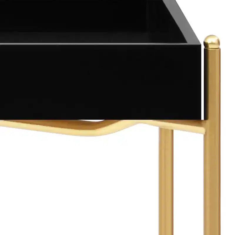 Side Table Black and Gold 15x15x15.2 Engineered Wood