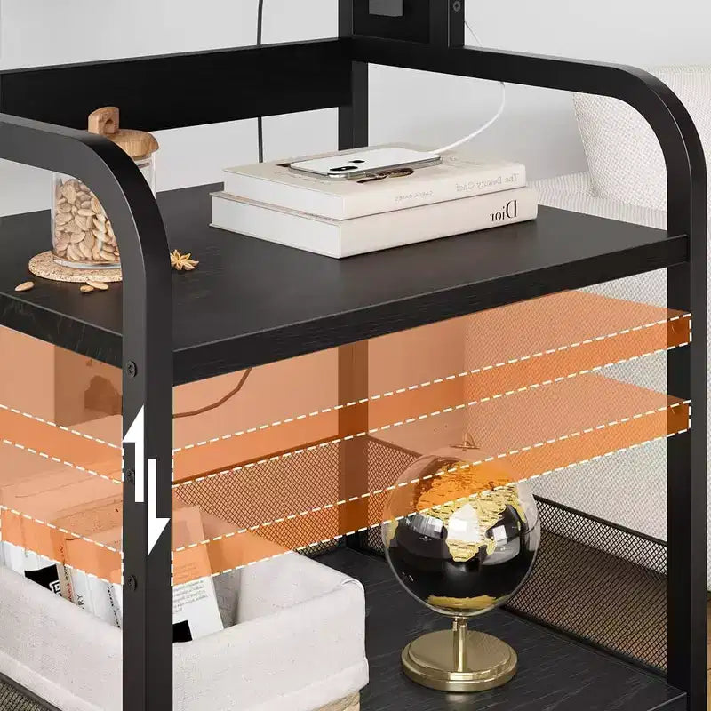 3-Tier Heavy Duty Rolling Printer Stand, Industrial Mobile Office Cart with Adjustable Storage Shelves, Lockable Wheels