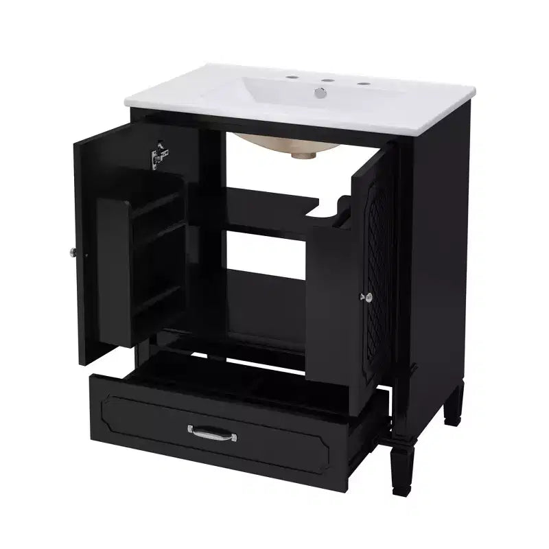 30 Bathroom Vanity Sink Combo, Bathroom storage Cabinet with Drawers and Door Shelf, Single Sink Bathroom Vanity