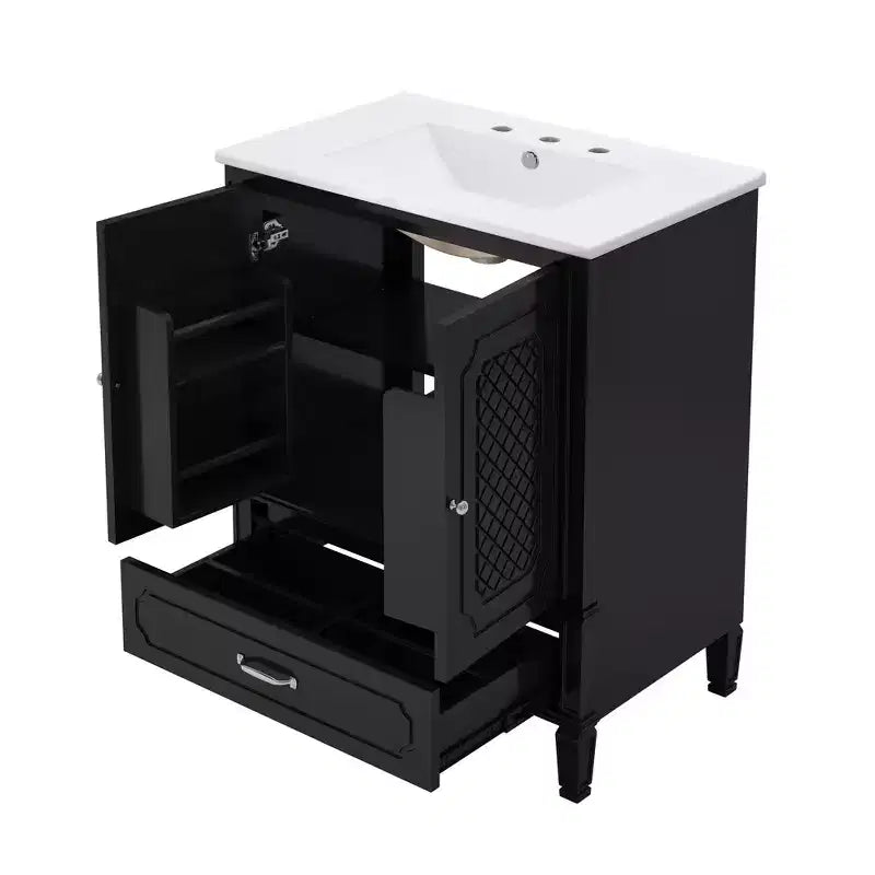 30 Bathroom Vanity Sink Combo, Bathroom storage Cabinet with Drawers and Door Shelf, Single Sink Bathroom Vanity