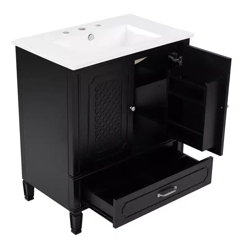 30 Bathroom Vanity Sink Combo, Bathroom storage Cabinet with Drawers and Door Shelf, Single Sink Bathroom Vanity
