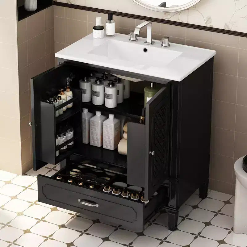 30 Bathroom Vanity Sink Combo, Bathroom storage Cabinet with Drawers and Door Shelf, Single Sink Bathroom Vanity