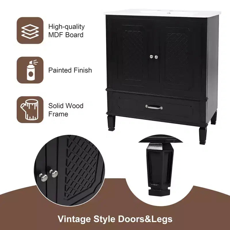 30 Bathroom Vanity Sink Combo, Bathroom storage Cabinet with Drawers and Door Shelf, Single Sink Bathroom Vanity